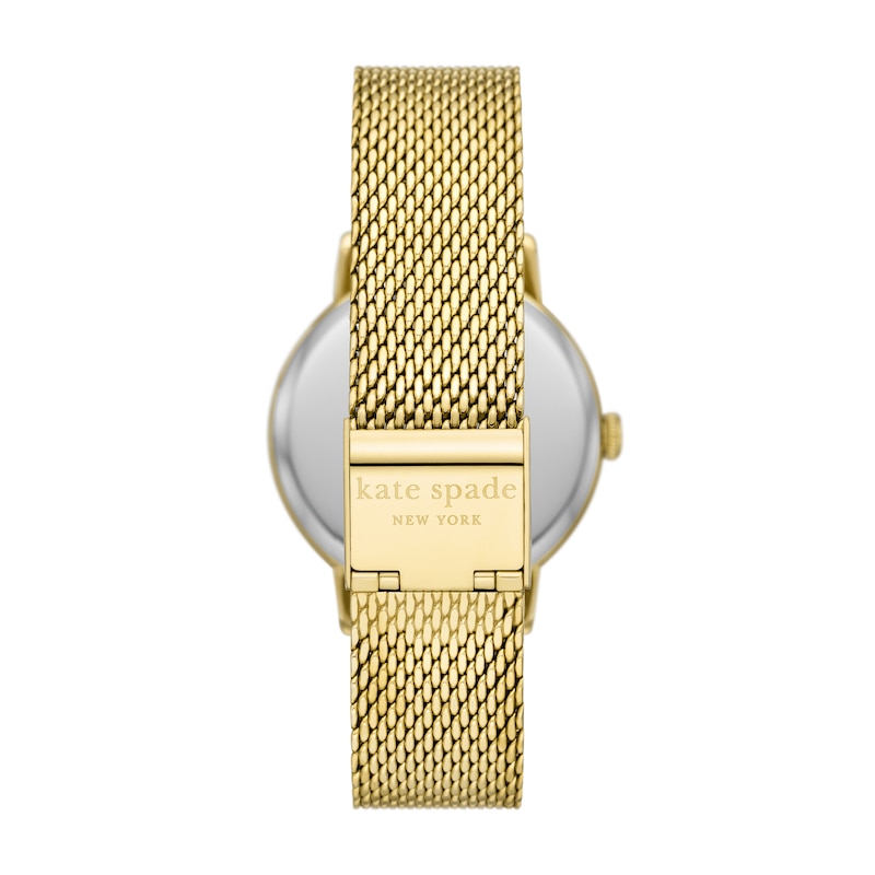 Ladies' Kate Spade Metro Gold-Tone IP Mesh Watch with Mother-of Pearl Motif Dial (Model: KSW1827)