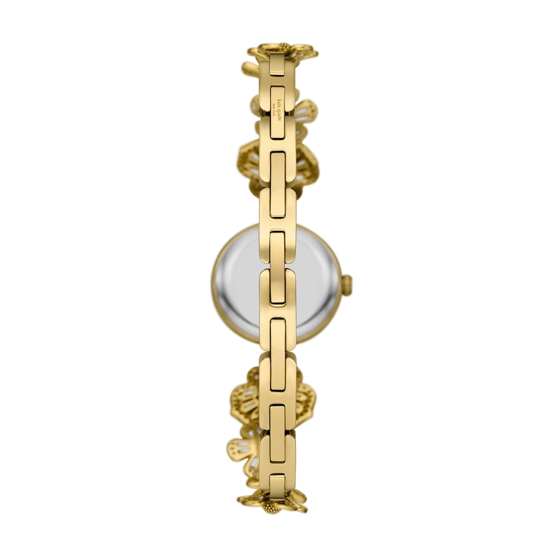 Main Image 2 of Ladies' Kate Spade Monroe Crystal Accent Gold-Tone IP Flower Bangle Watch with Mother-of-Pearl Dial (Model: KSW1828)