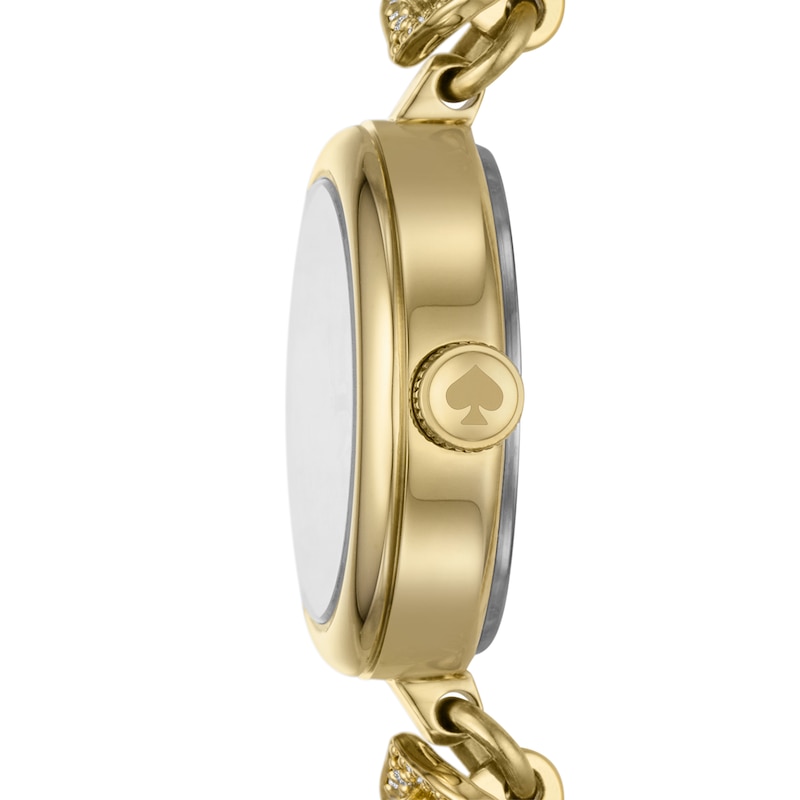 Main Image 3 of Ladies' Kate Spade Monroe Crystal Accent Gold-Tone IP Flower Bangle Watch with Mother-of-Pearl Dial (Model: KSW1828)