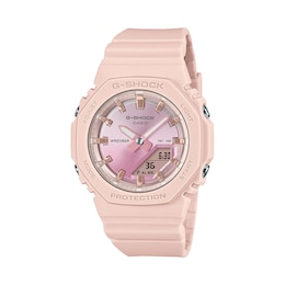 Ladies’ Casio G-Shock Pink Resin Analog Digital Watch with Light- to Dark-Pink Dial (Model: GMAP2100SG4A)