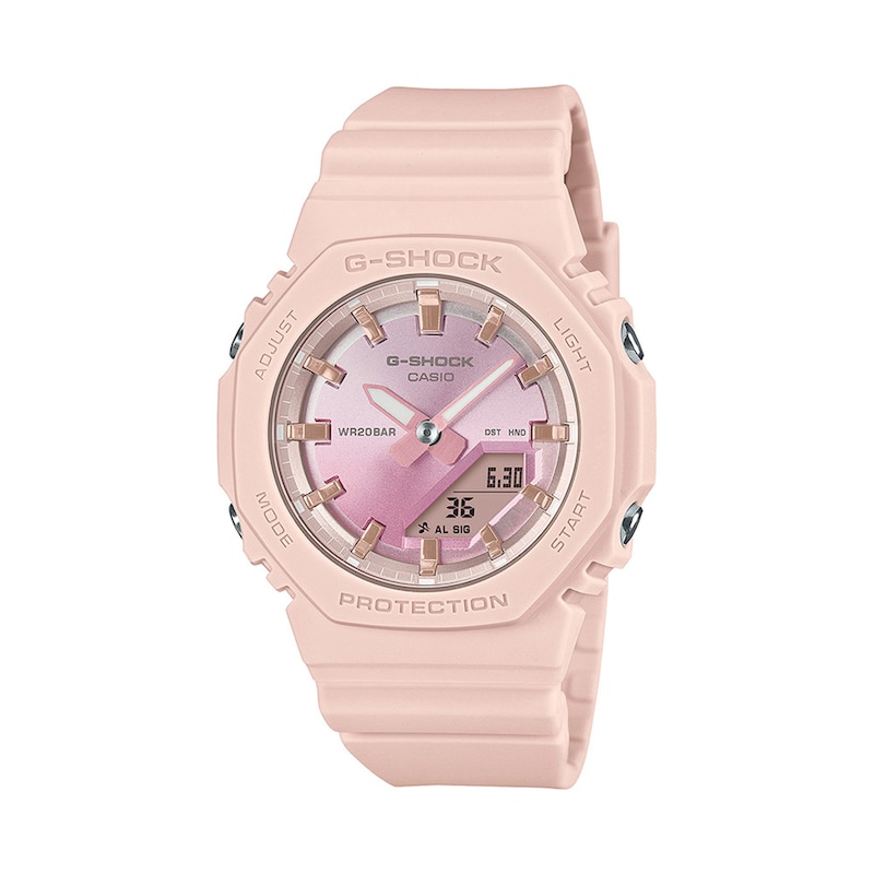 Main Image 1 of Ladies’ Casio G-Shock Pink Resin Analog Digital Watch with Light- to Dark-Pink Dial (Model: GMAP2100SG4A)