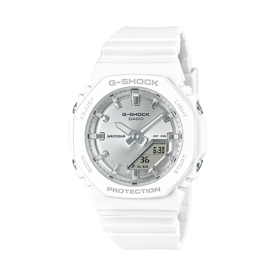 Ladiesâ Casio G-Shock S Series White Resin Watch with Silver-Tone Dial (Model: GMAP2100VA7A)