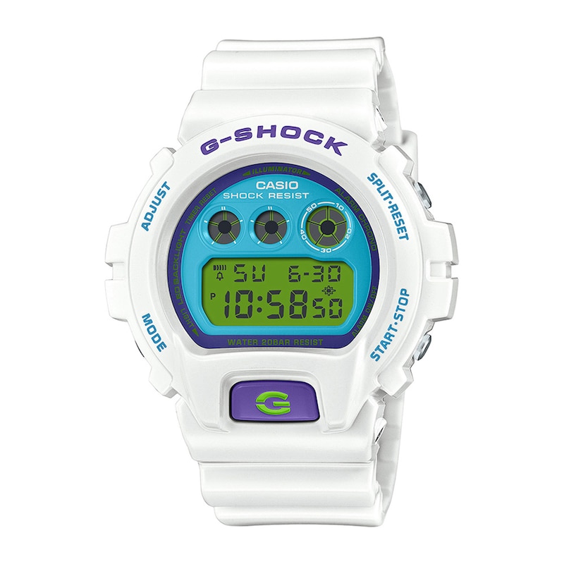 Main Image 1 of Men’s Casio G-Shock Classic White Resin Digital Watch with Retro-Colour Dial (Model: DW6900RCS-7)