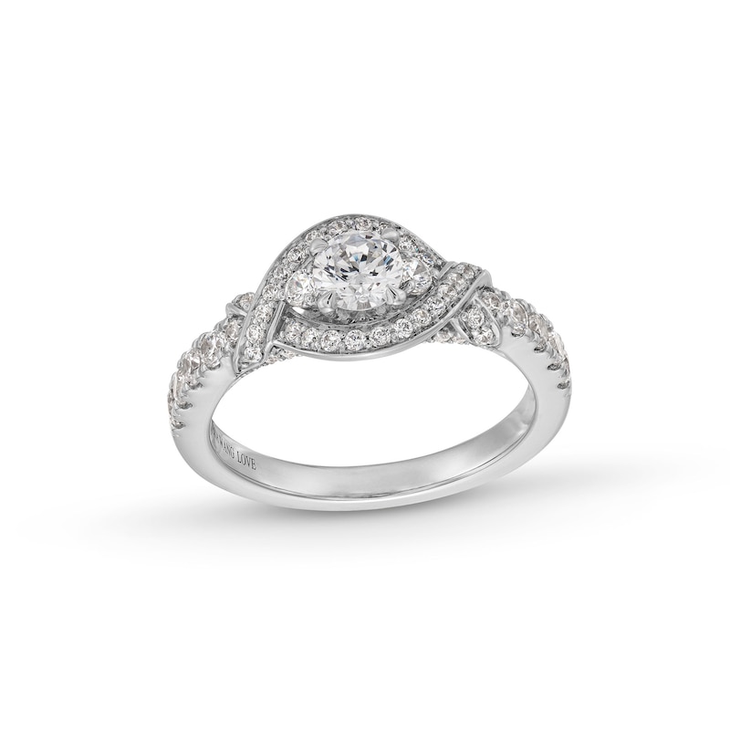 Main Image 1 of Vera Wang Love Collection 1 CT. T.W. Diamond Twist Buckle Frame Engagement Ring in 14K White Gold