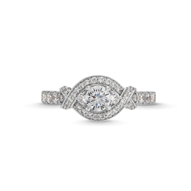 Main Image 3 of Vera Wang Love Collection 1 CT. T.W. Diamond Twist Buckle Frame Engagement Ring in 14K White Gold