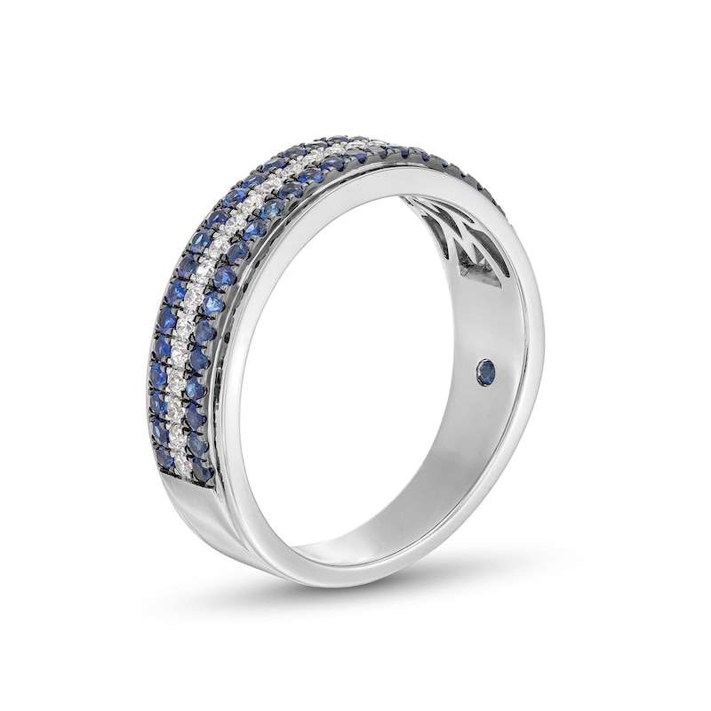 Vera Wang Love Collection Men’s 1/4 CT. T.W. Diamond and Blue Sapphire ...