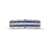 Thumbnail Image 3 of Vera Wang Love Collection Men’s 1/4 CT. T.W. Diamond and Blue Sapphire Tripe Row Wedding Band in 14K White Gold