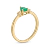 Thumbnail Image 2 of Pear-Shaped Emerald and 1/20 CT. T.W. Diamond Flower Cluster Ring in 10K Gold