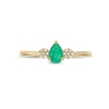 Thumbnail Image 3 of Pear-Shaped Emerald and 1/20 CT. T.W. Diamond Flower Cluster Ring in 10K Gold