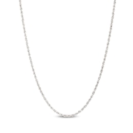 1.8mm Glitter Rope Chain Necklace in Solid 14K White Gold - 20&quot;