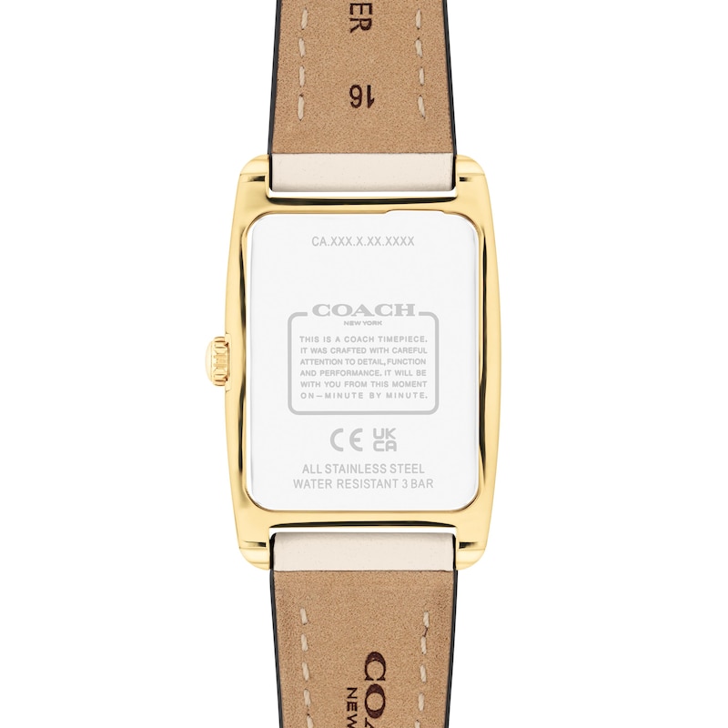 Main Image 3 of Ladies' Coach Reese Gold-Tone IP White Leather Strap Watch with Rectangular White Dial (Model: 14504314)