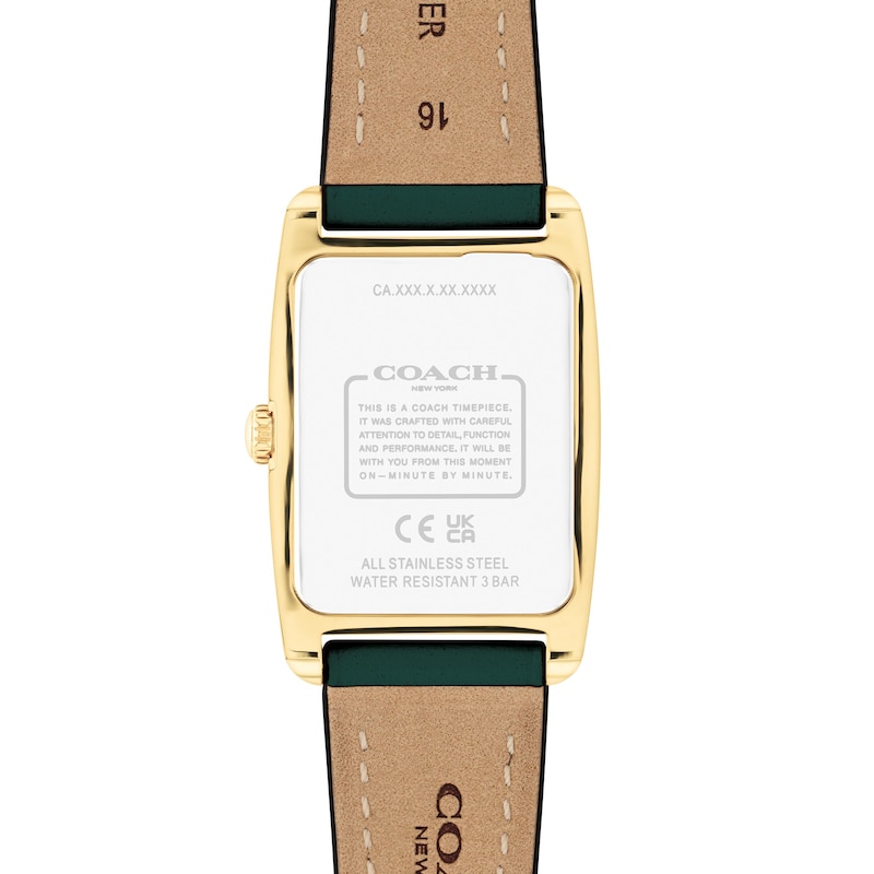 Main Image 3 of Ladies’ Coach Reese Gold-Tone IP Green Leather Strap Watch with Rectangular Green Dial (Model: 14504354)