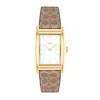 Thumbnail Image 1 of Ladies' Coach Reese Gold-Tone IP Brown Leather Strap Watch with Rectangular White Dial (Model: 14504355)