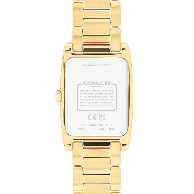 Main Image 3 of Ladies' Coach Reese Crystal Accent Gold-Tone IP Watch with Rectangular Black Dial (Model: 14504319)