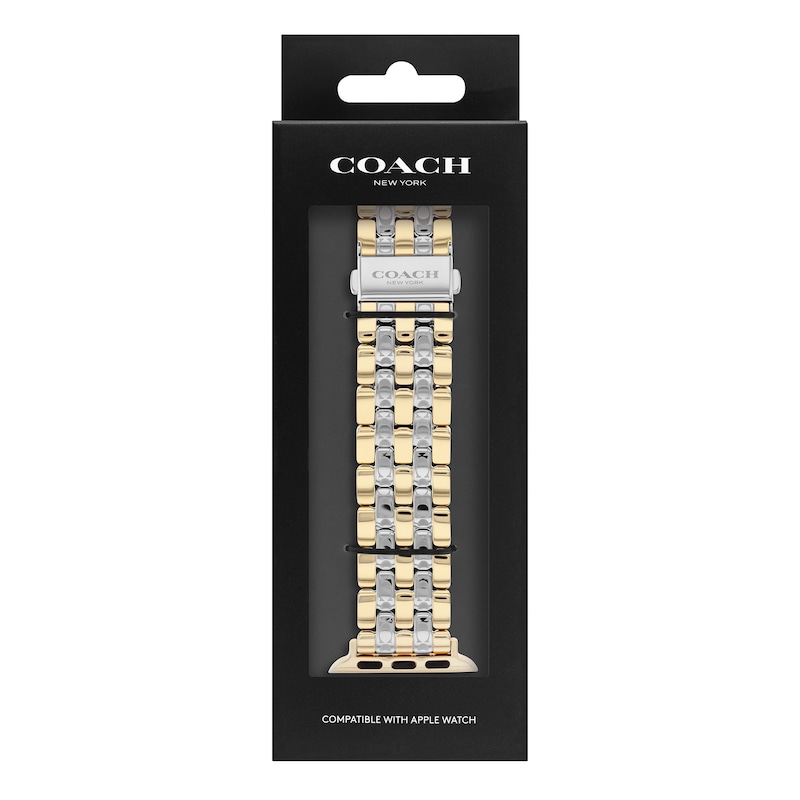 Ladies' Coach Apple Watch Straps Two-Tone Interchangeable Replacement Band Smart Watch Attachment (Model: 14700245)