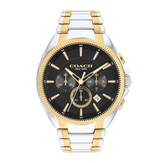 Men's Coach Jackson Two-Tone IP Chronograph Watch With Black Dial (Model: 14602682)