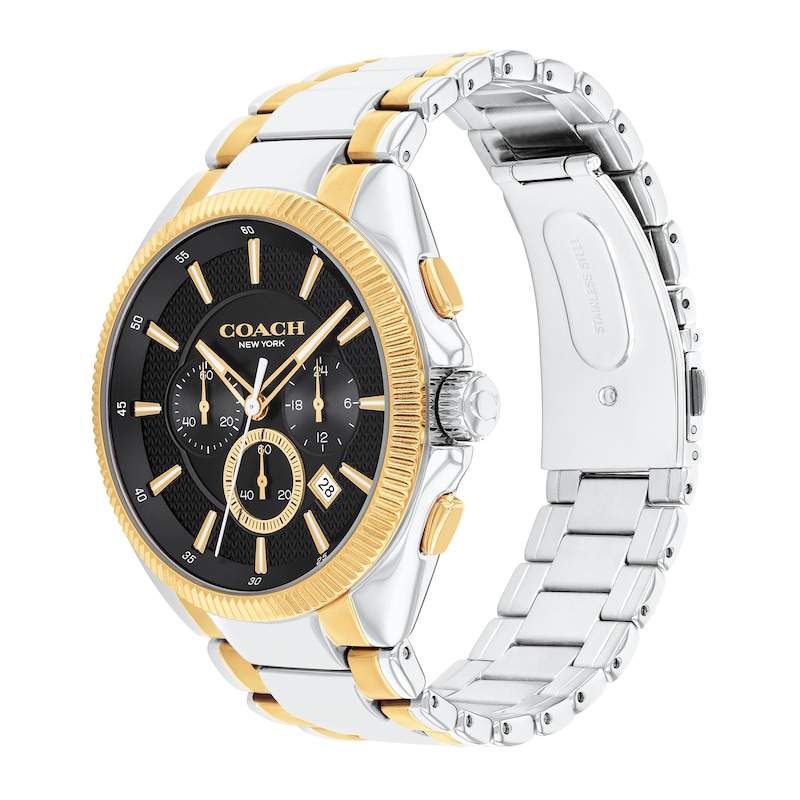 Main Image 2 of Men's Coach Jackson Two-Tone IP Chronograph Watch with Black Dial (Model: 14602682)