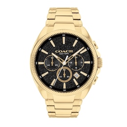 Men's Coach Jackson Gold-Tone IP Chronograph Watch with Black Dial (Model: 14602697)