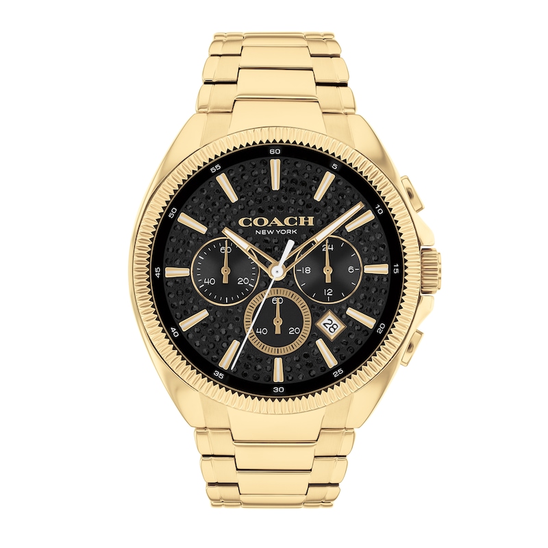 Main Image 1 of Men's Coach Jackson Gold-Tone IP Chronograph Watch with Black Dial (Model: 14602697)