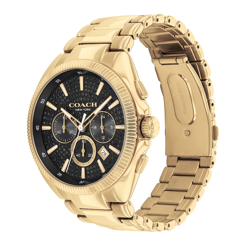 Main Image 2 of Men's Coach Jackson Gold-Tone IP Chronograph Watch with Black Dial (Model: 14602697)