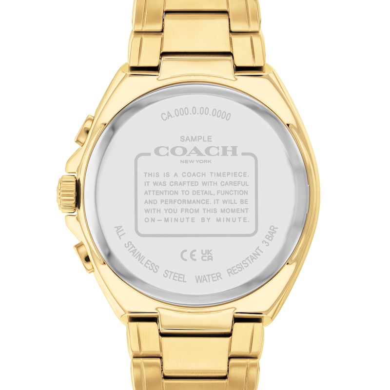 Main Image 3 of Men's Coach Jackson Gold-Tone IP Chronograph Watch with Black Dial (Model: 14602697)