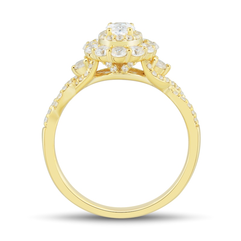 Main Image 2 of 1 CT. T.W. Oval Diamond Double Frame Twist Shank Engagement Ring in 14K Gold