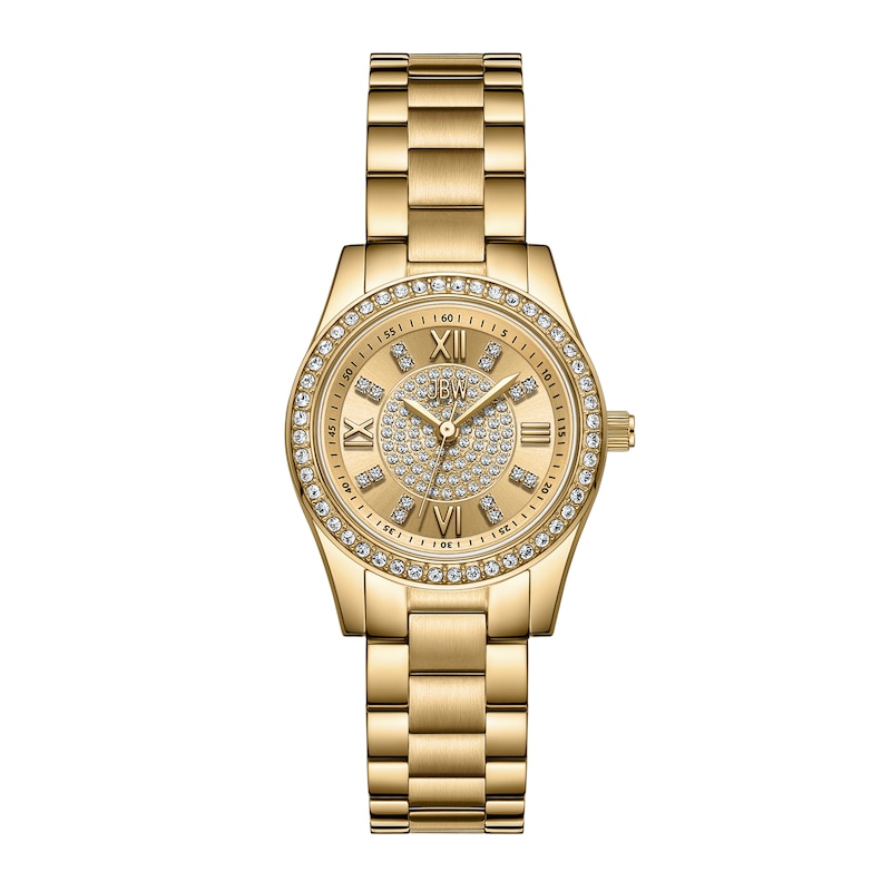 Main Image 1 of Ladies’ JBW Mondrian 34 1/15 CT. T.W. Certified Diamond and Crystal 18K Gold Plate Watch with Gold-Tone Dial (Model: J6391A)