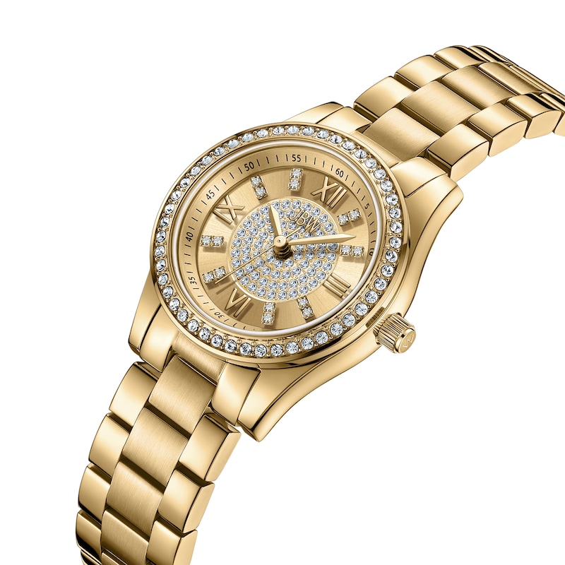 Main Image 2 of Ladies’ JBW Mondrian 34 1/15 CT. T.W. Certified Diamond and Crystal 18K Gold Plate Watch with Gold-Tone Dial (Model: J6391A)