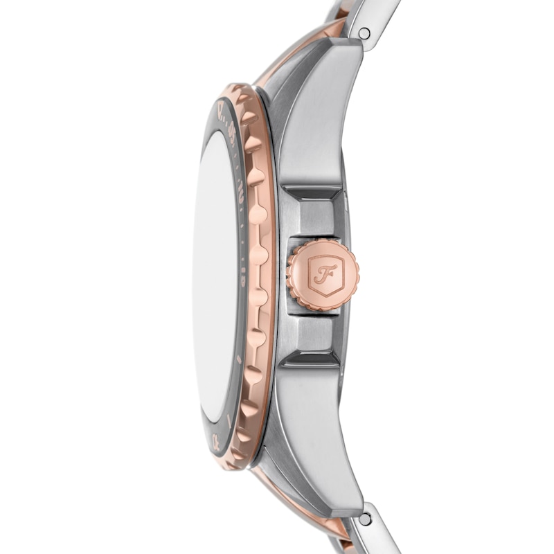 Main Image 3 of Ladies’ Fossil Blue Dive Crystal Accent Two-Tone IP Watch with Grey Dial (Model: ES5348)