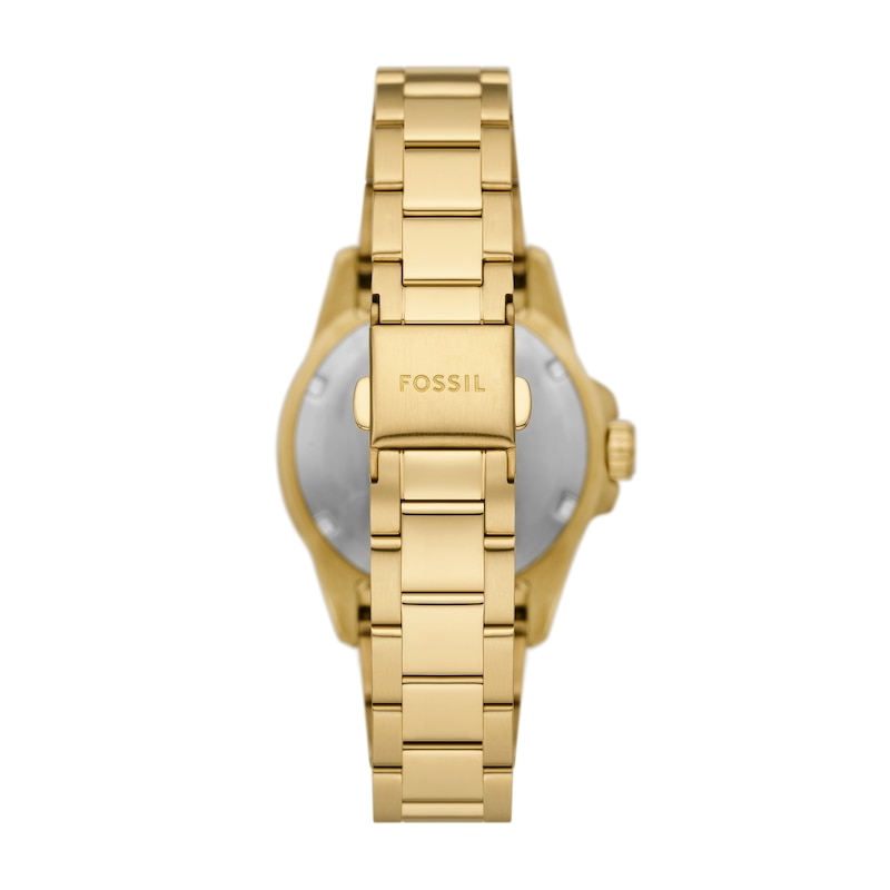 Main Image 2 of Ladies’ Fossil Blue Dive Crystal Accent Gold-Tone IP Watch with White Dial (Model: ES5350)