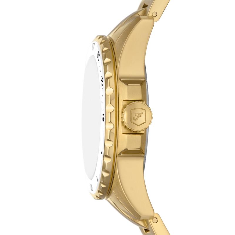 Main Image 3 of Ladies’ Fossil Blue Dive Crystal Accent Gold-Tone IP Watch with White Dial (Model: ES5350)