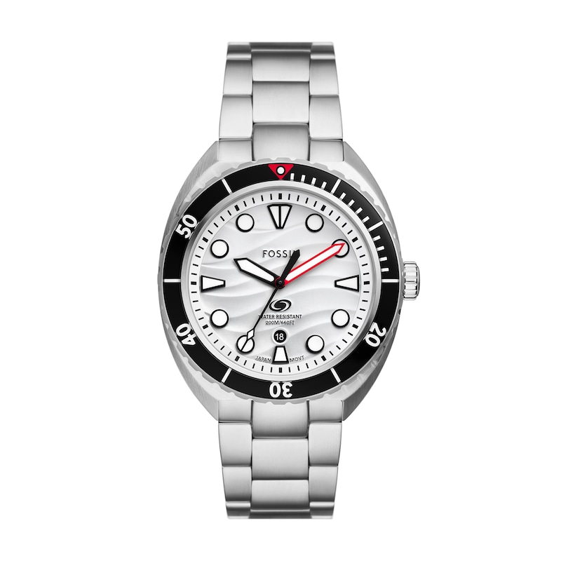 Main Image 1 of Men’s Fossil Breaker Watch with Patterned White Dial (Model: FS6063)