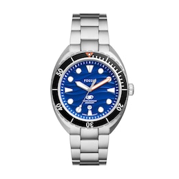 Men’s Fossil Breaker Watch with Patterned Blue Dial (Model: FS6064)