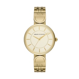 Ladies’ Armani Exchange Brooke Gold-Tone IP Watch with Cream Dial (Model: AX5385)