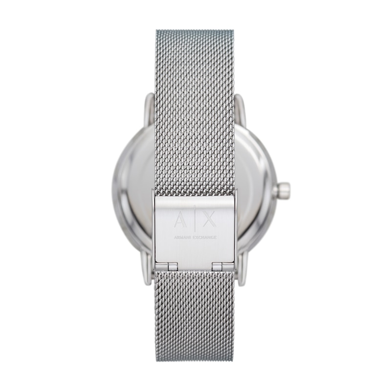 Ladies’ Armani Exchange Lola Crystal Accent Watch with Silver-Tone Dial and Ice Blue Mesh Band (Model: AX5599)