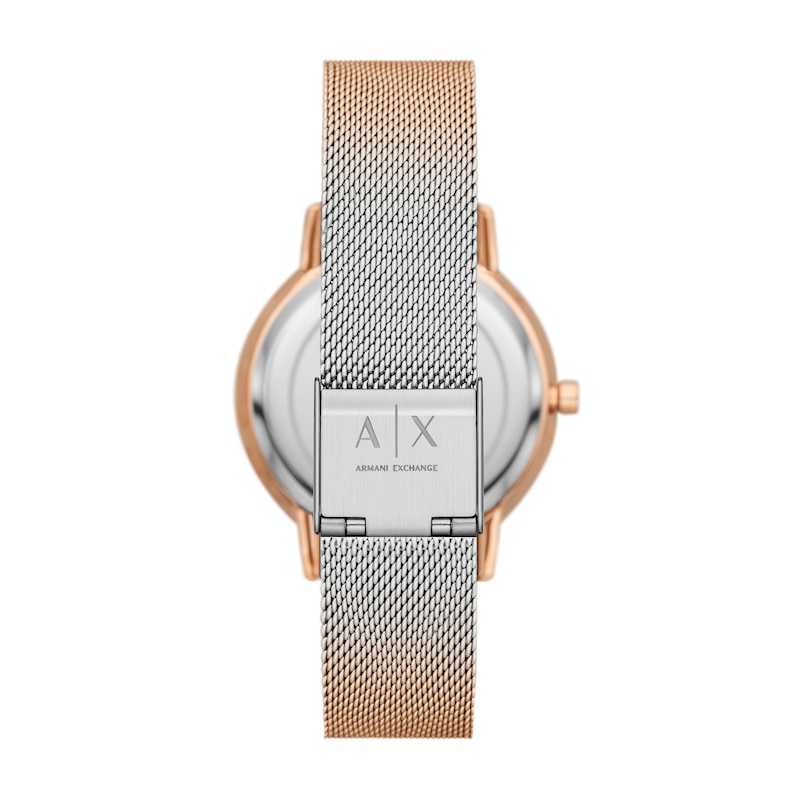 Main Image 2 of Ladies’ Armani Exchange Lola Crystal Accent Rose-Tone IP Mesh Watch with Grey Dial (Model: AX5617)