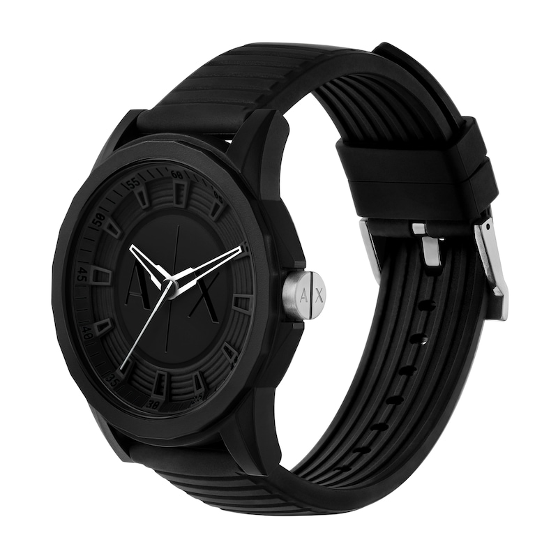 Men’s Armani Exchange Outerbanks Black IP Watch with Black Dial and Cord Bracelet (Model: AX7159SET)