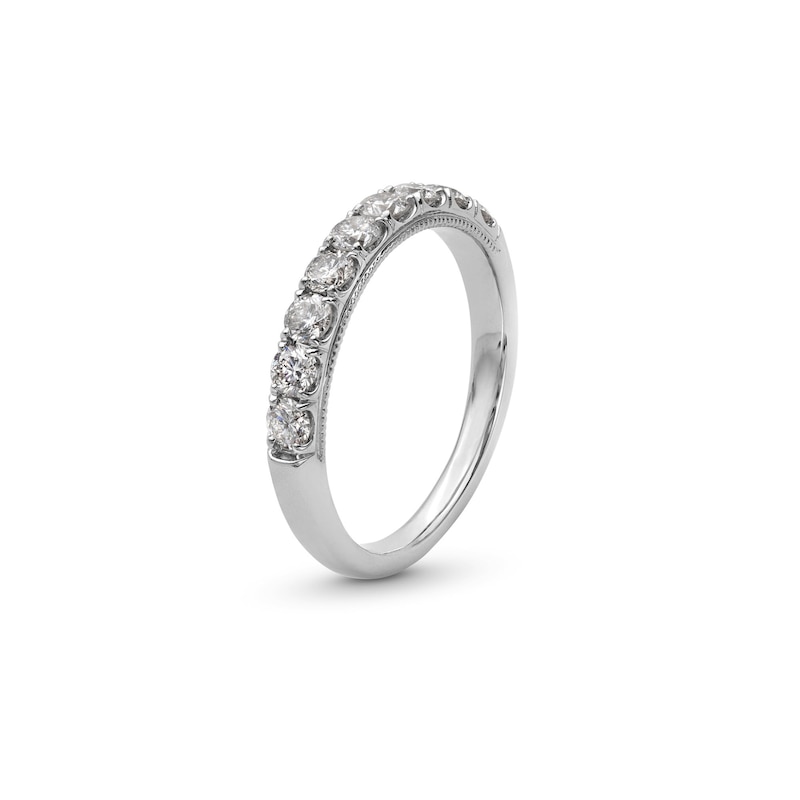 Main Image 3 of 3/4 CT. T.W. Diamond Nine Stone Vintage-Style Anniversary Band in 14K White Gold