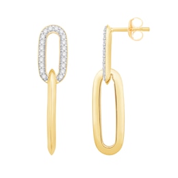 3/8 CT. T.W. Diamond Paper Clip Chain Drop Earrings in 14K Gold