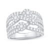 Thumbnail Image 1 of 1-1/2 CT. T.W. Diamond Station Multi-Row Crossover Ring in 14K White Gold