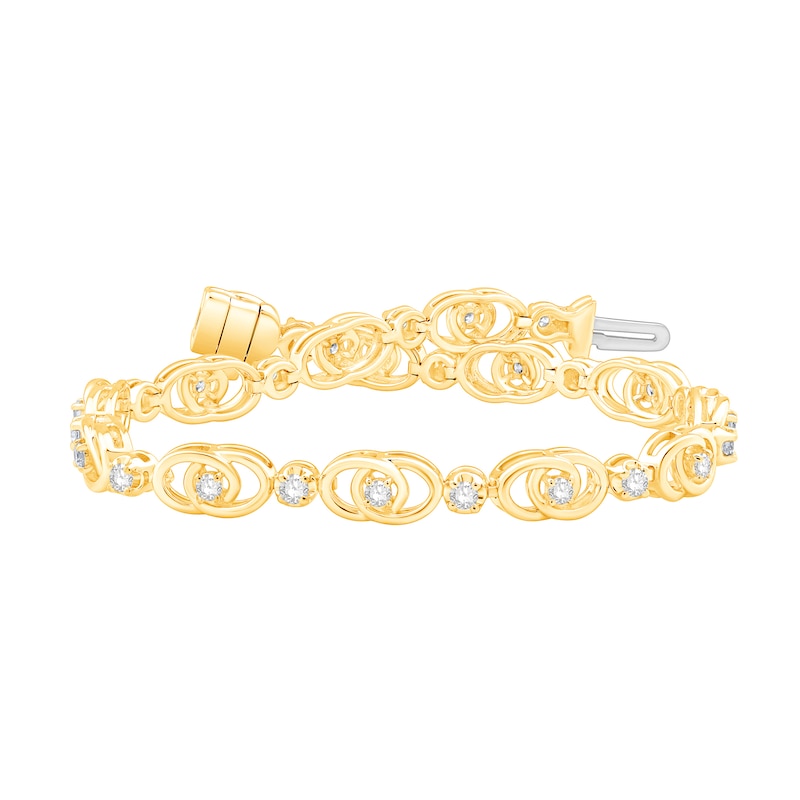 Main Image 1 of 1 CT. T.W. Diamond Interlocking Oval Link Bracelet in 10K Gold