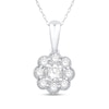 Thumbnail Image 1 of 1/2 CT. T.W. Diamond Scallop Edge Vintage-Style Flower Pendant in 10K White Gold