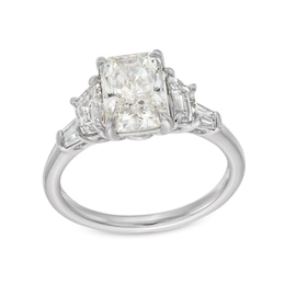 3 CT. T.W. Radiant and Trapezoid-Cut Certified Lab-Created Diamond Collar Engagement Ring in 14K White Gold (F/VS2)