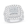 Thumbnail Image 1 of 4 CT. T.W. Princess-Cut Multi-Diamond Double Cushion Frame Multi-Row Engagement Ring in 10K White Gold