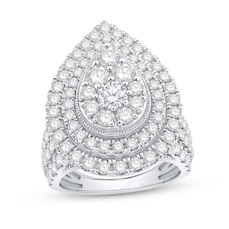 Main Image 1 of 4 CT. T.W. Pear-Shaped Multi-Diamond Double Frame Multi-Row Engagement Ring in 10K White Gold