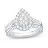 Thumbnail Image 1 of 1 CT. T.W. Pear-Shaped Multi-Diamond Frame Split Shank Engagement Ring in 14K White Gold