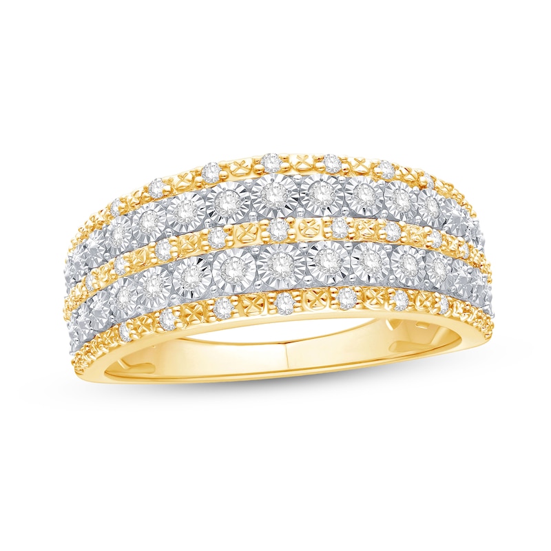 Main Image 1 of 1/4 CT. T.W. Diamond Multi-Row Anniversary Band in 10K Gold