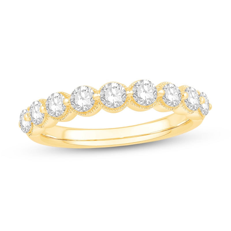 Main Image 1 of 7/8 CT. T.W. Diamond Nine Stone Vintage-Style Anniversary Band in 14K Gold