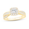 Thumbnail Image 1 of 7/8 CT. T.W. Princess-Cut Diamond Cushion Frame Crossover Shank Engagement Ring in 14K Gold