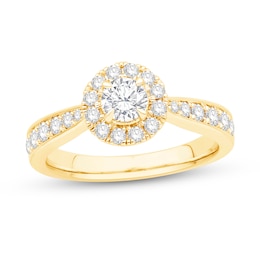 1 CT. T.W. Diamond Frame Pinched Shank Engagement Ring in 14K Gold